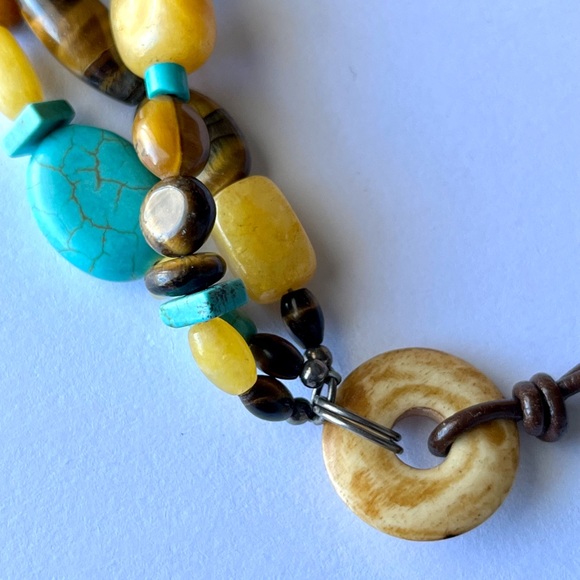 Retired Silpada Sterling Silver, Turquoise, & Tiger's Eye Beaded Layer Necklace - Picture 5 of 5